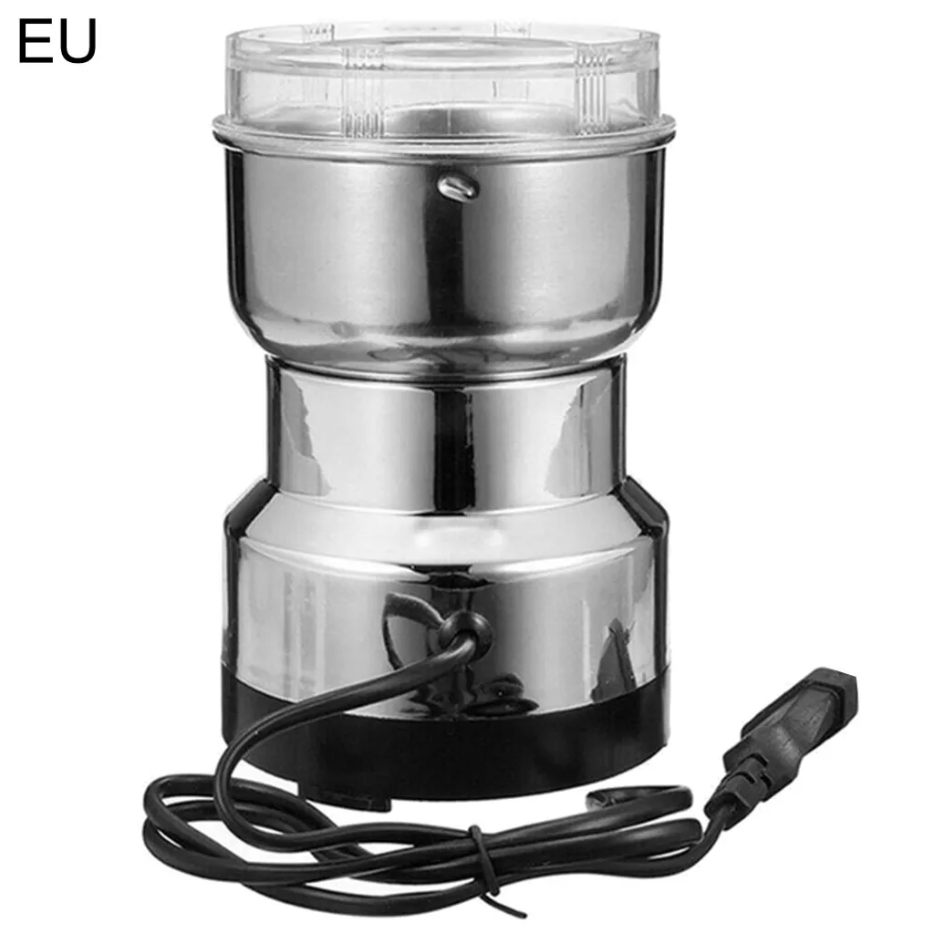 110/240 V Elektrische Kaffeemühle Bohnen Kräuter Gewürz Küchenschleifmaschine Mühle-Silbere EU -Stecker